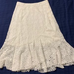 Free People eyelet lace white midi skirt size 6